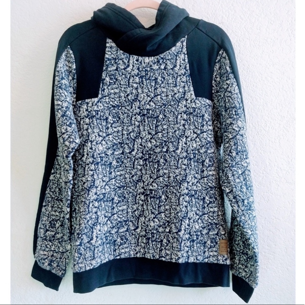 Scotch & Soda blue white marbled patterned cowl neck hoodie pullover sweatshirt - Picture 1 of 5